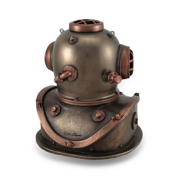 Bronze and Copper Finish Mark V Dive Helmet Desk Clock - Picture 3 of 3